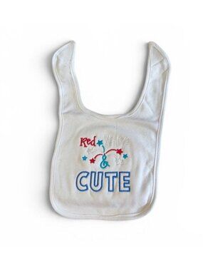Red White & Cute Baby Bib With Velcro Closure - Bambini 100% Cotton - Holiday St